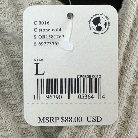 Free People Stone Cold Juicy Long Sleeve Waffle Knit Top L Oversized Cowl Neck - Picture 12 of 16